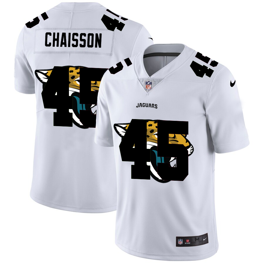Men Nike Jacksonville Jaguars 45 Chaisson White Team Logo Dual Overlap Limited NFL Jersey